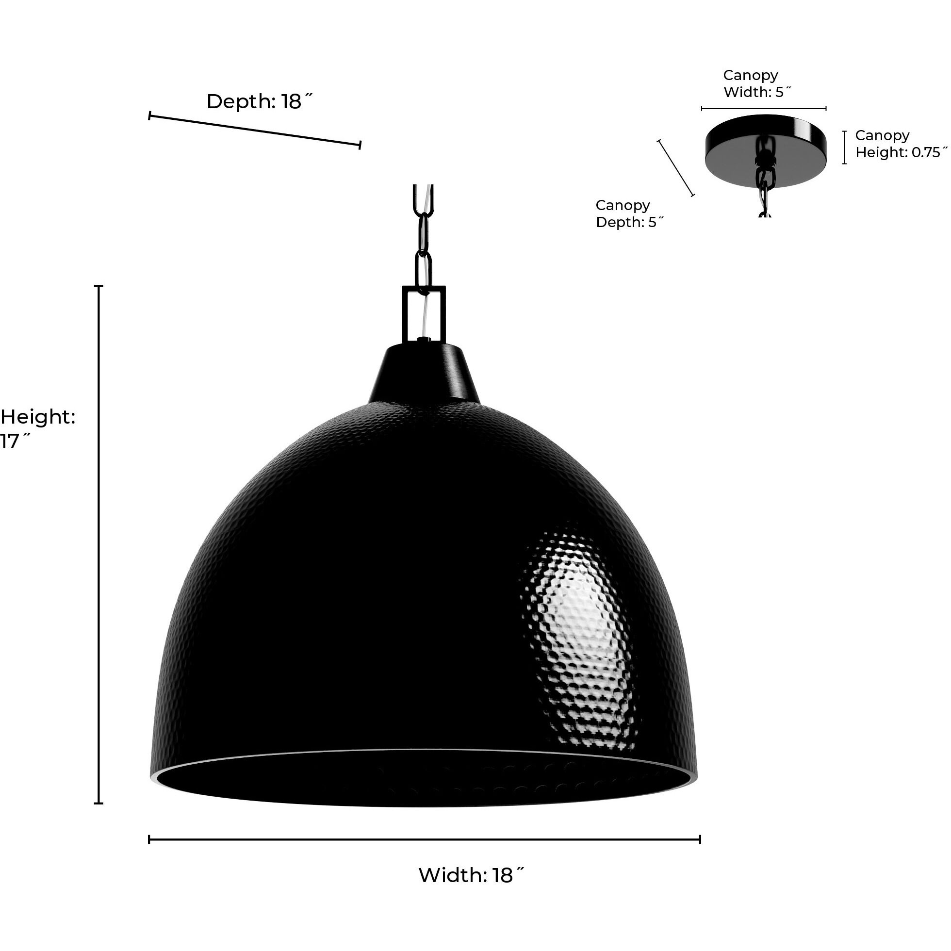 Arrco 3 Light 18 inch Black Stainless Steel Pendant Ceiling Light